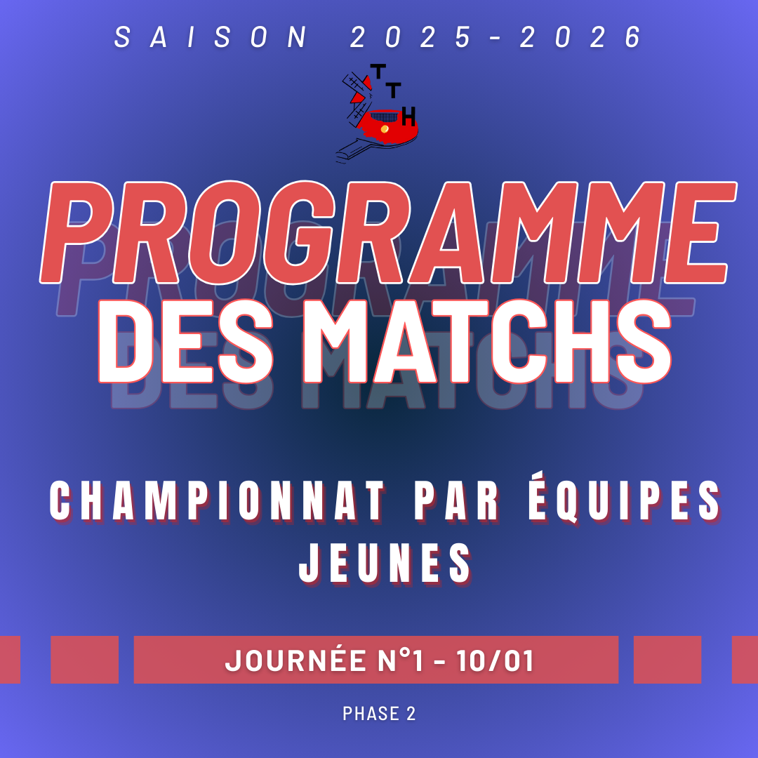 PROGRAMME 1ère journée championnat jeune PHASE 2